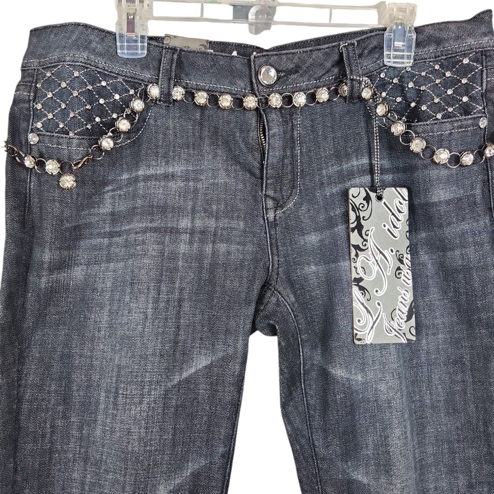 NWT, LA Idol Jeans, Women's Black Jeans with Plenty of rhinestones, Sz 15 - Picture 4 of 10